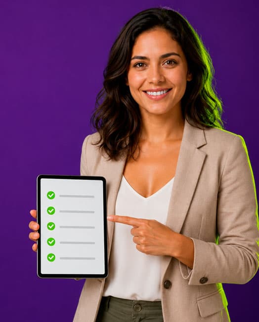 Influencer WayOn apontando para um checklist